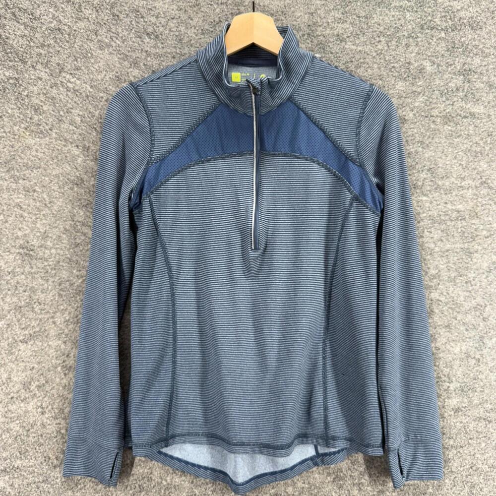 Xersion Activewear Track Jacket Women M Medium Blue Striped Zipper Long Sleeve